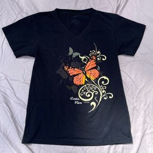 Costa Rica butterfly V-neck shirt